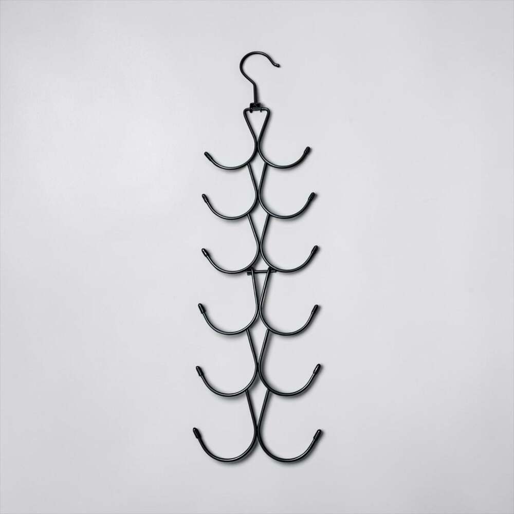 Black Metal Multi-Tier Scarf and Accessory Organizer Hanger